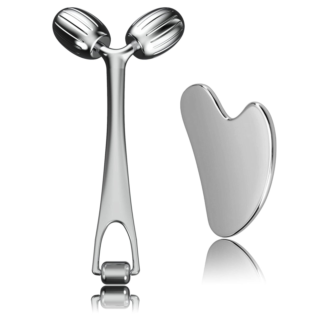 Yeamon front view of roller and gua sha set showing compact gift-ready look
