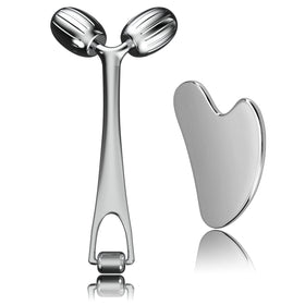 Yeamon front view of roller and gua sha set showing compact gift-ready look