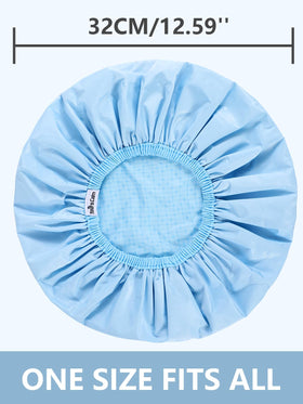 Years Calm shower cap in hand for size comparison and portability