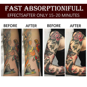 Yecuce before and after tattoo showing color brightening and revitalized detail