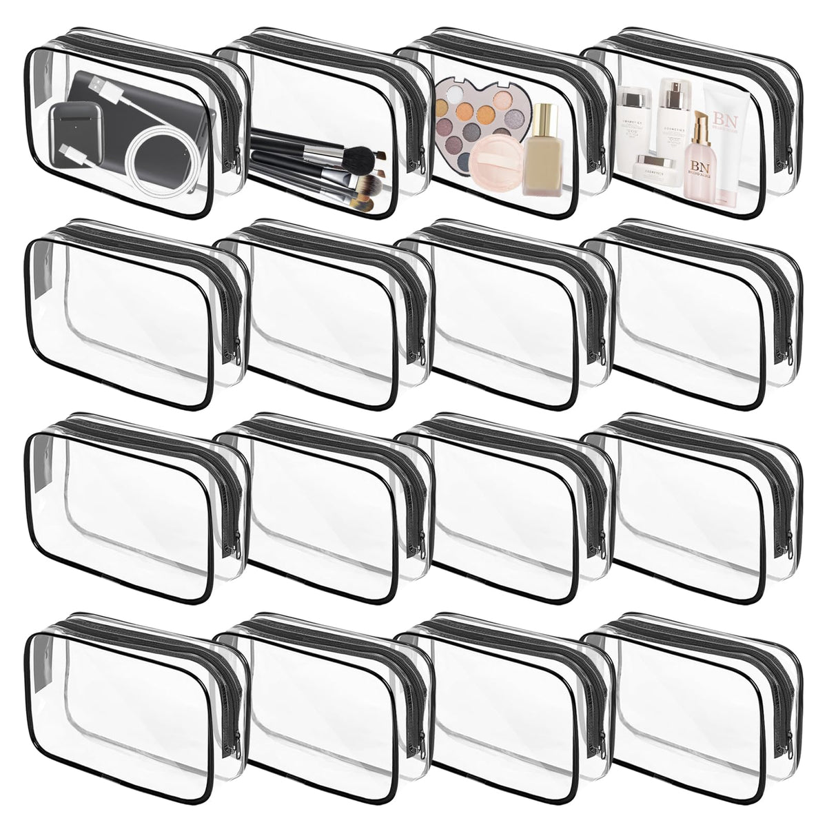 YedsIntu clear makeup bag set front view for fast security checks