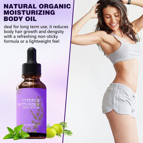 Yee hfafa bottle beside Cyperus rotundus roots highlighting natural ingredients