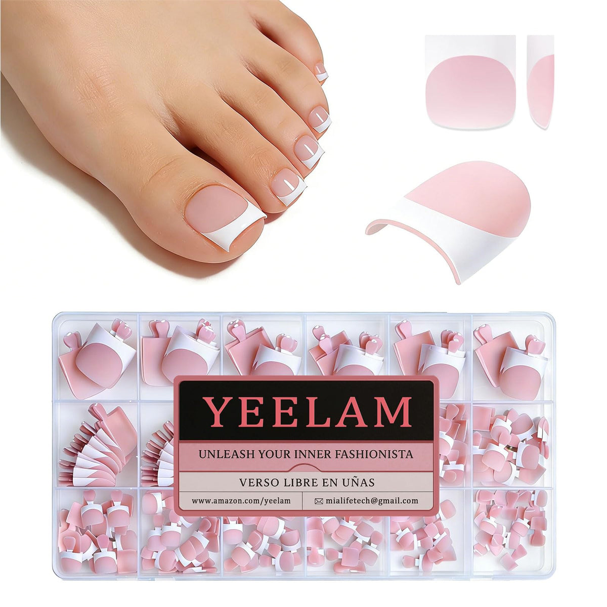 YeeLam front packaging showing 240-piece matte baby pink set and value