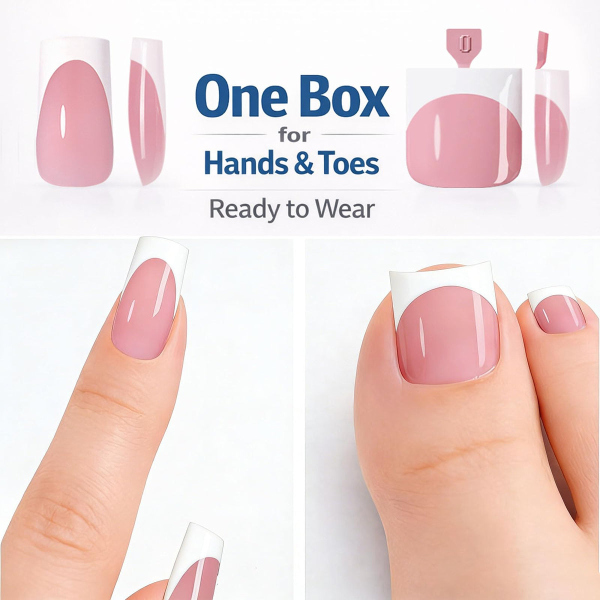 YeeLam toenail set laid out displaying 30 toes and easy matching benefit