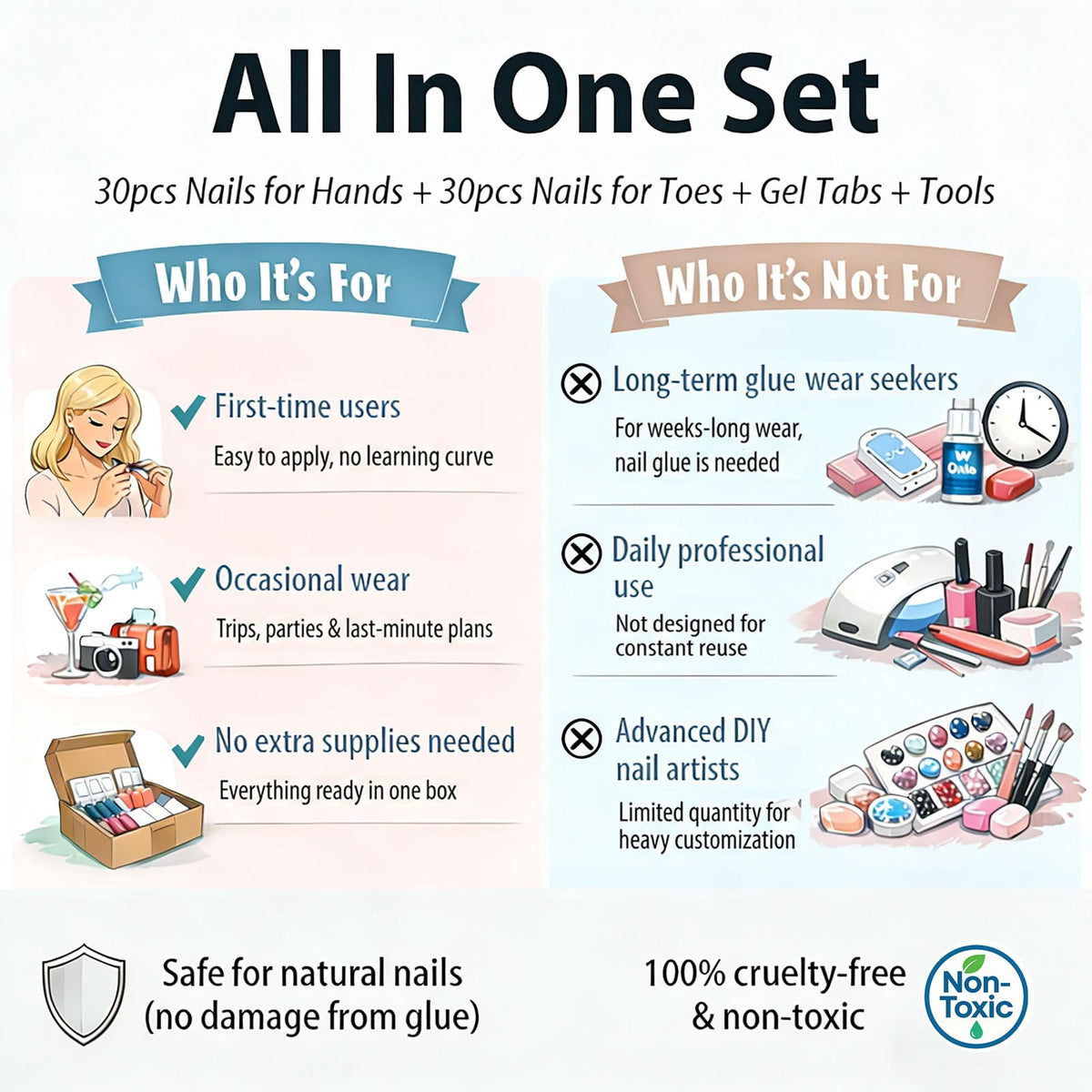YeeLam woman applying press-on nails at home for quick salon-style results benefit
