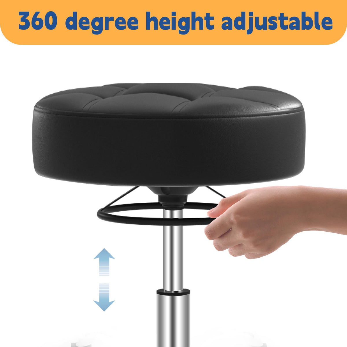YEEZEE metal base and rubber casters close detail proving stability and silent rolling