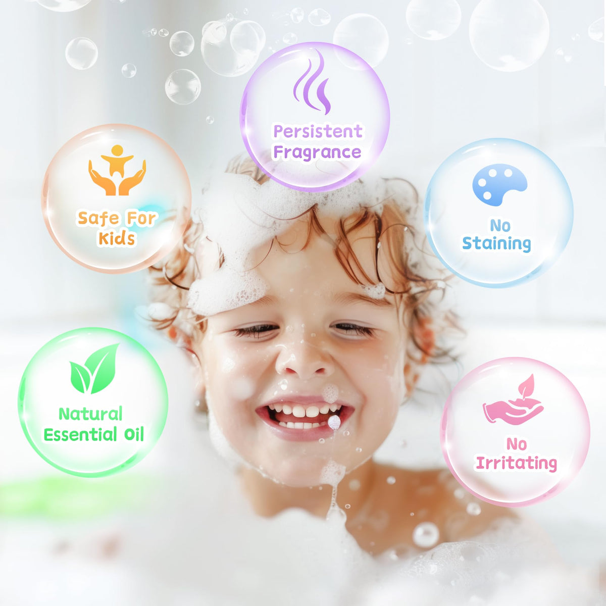 Yekery bath bomb dissolving in tub creating rich bubbles and fragrance