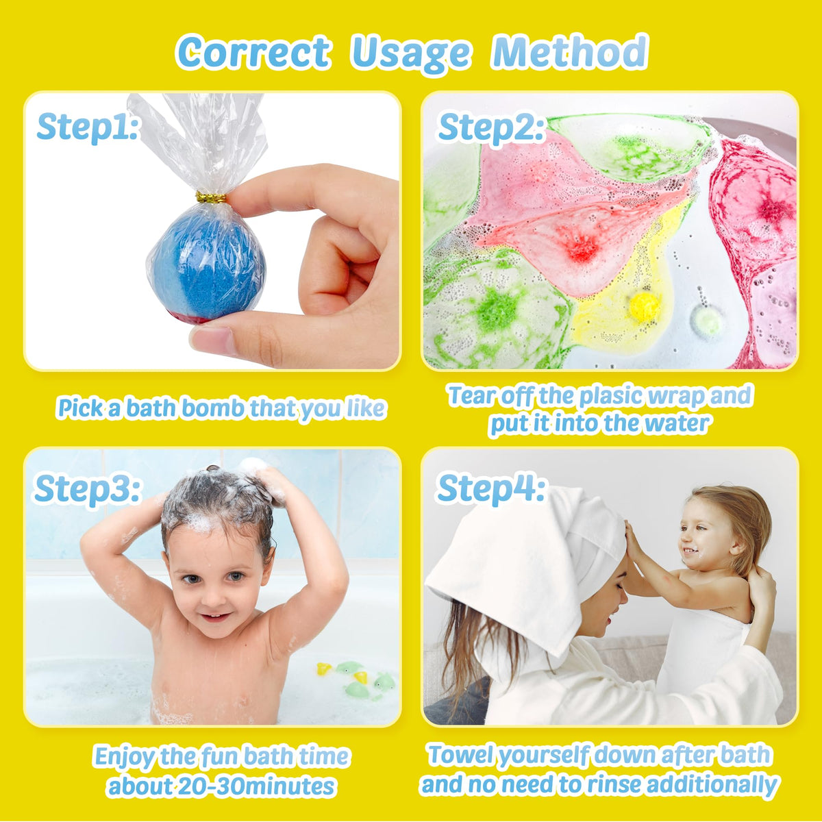 Yekery bath time lifestyle scene with child enjoying scented bubbly soak
