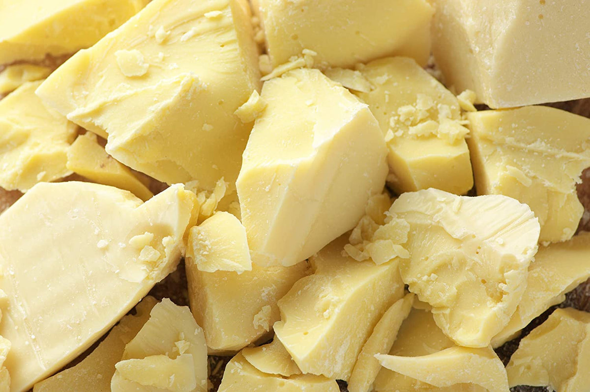 Yellow Brick Road raw cocoa butter front block showing natural packaging and quality