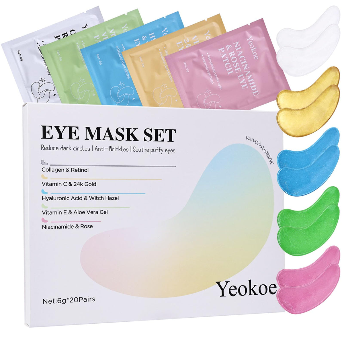 Yeokoe front packaging showing 20 pairs and variety benefit quick selection