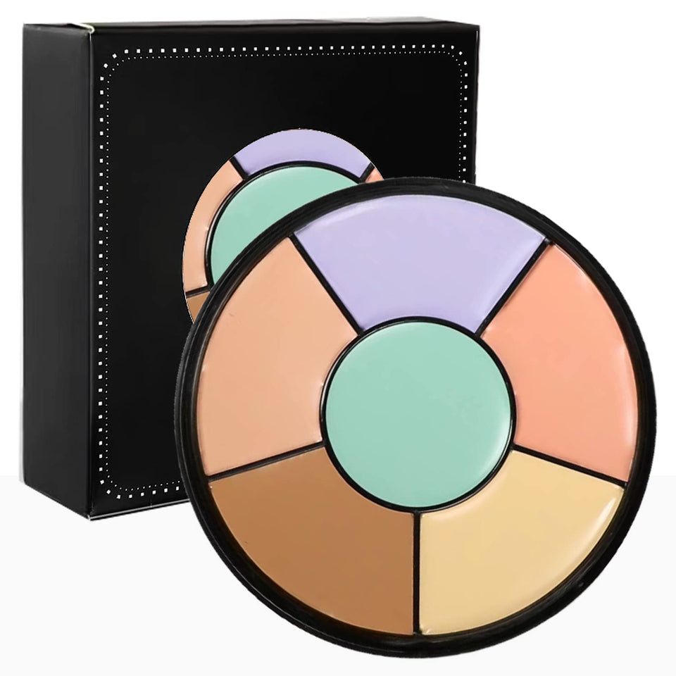 YEPYEPGO palette front view showing six corrective cream pans and compact lid benefit portable kit