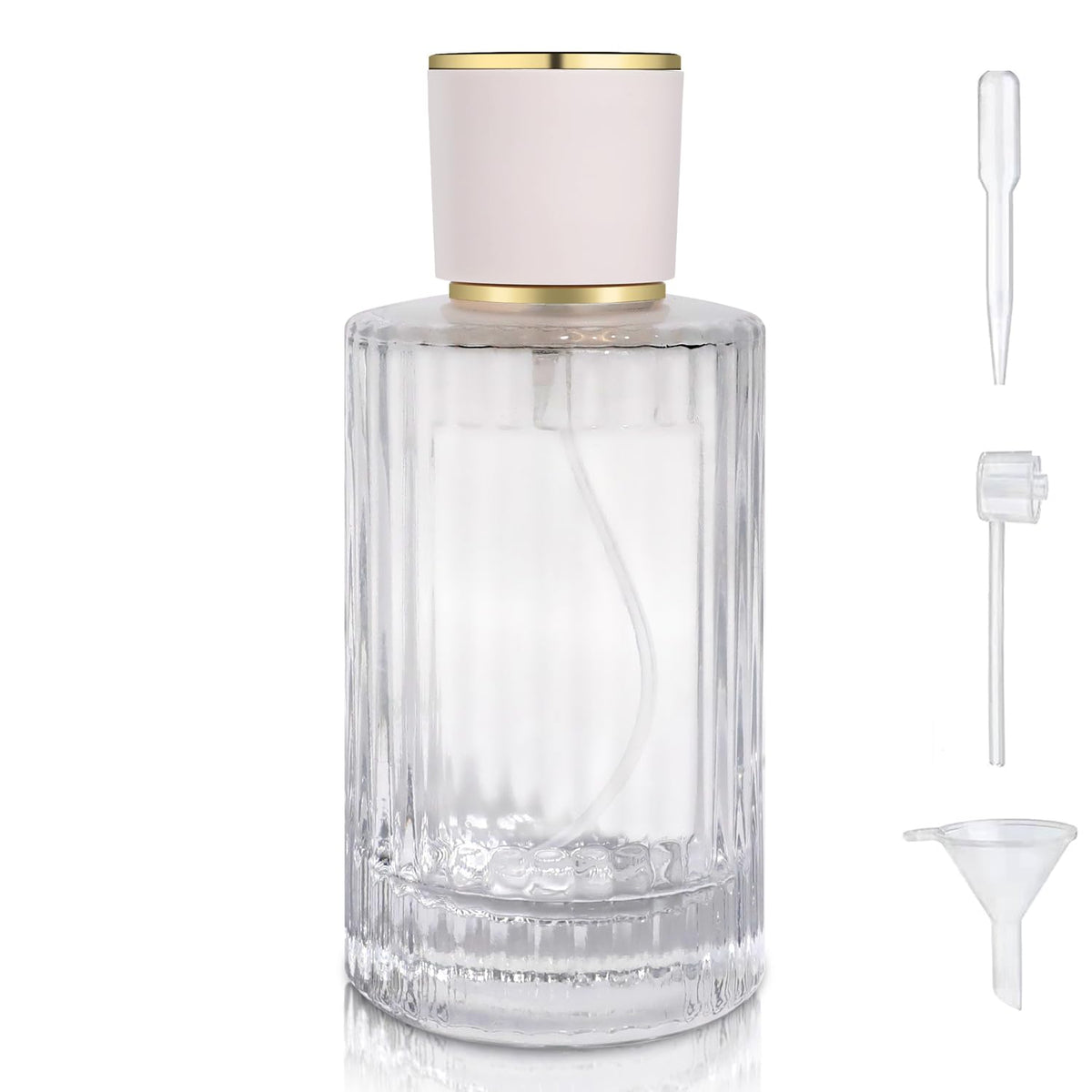 Yerpkefey front view of round 100ml glass bottle showing refined design and portability