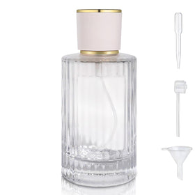 Yerpkefey front view of round 100ml glass bottle showing refined design and portability