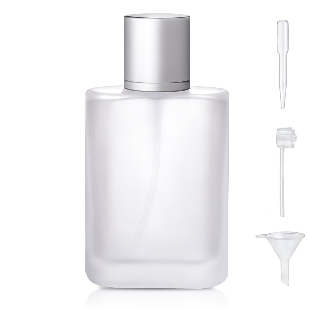 Yerpkefey frosted glass bottle front view showing elegant design and secure spray