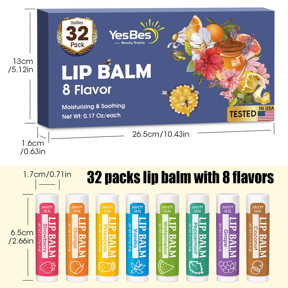 YesBes lip balms arranged as stocking stuffers for holiday gifting