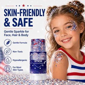 Yeweian glitter applied under eye demonstrating bold, festive accent