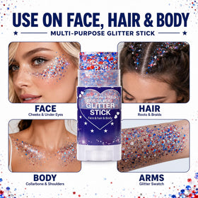 Yeweian glitter streak at hair roots illustrating quick patriotic styling