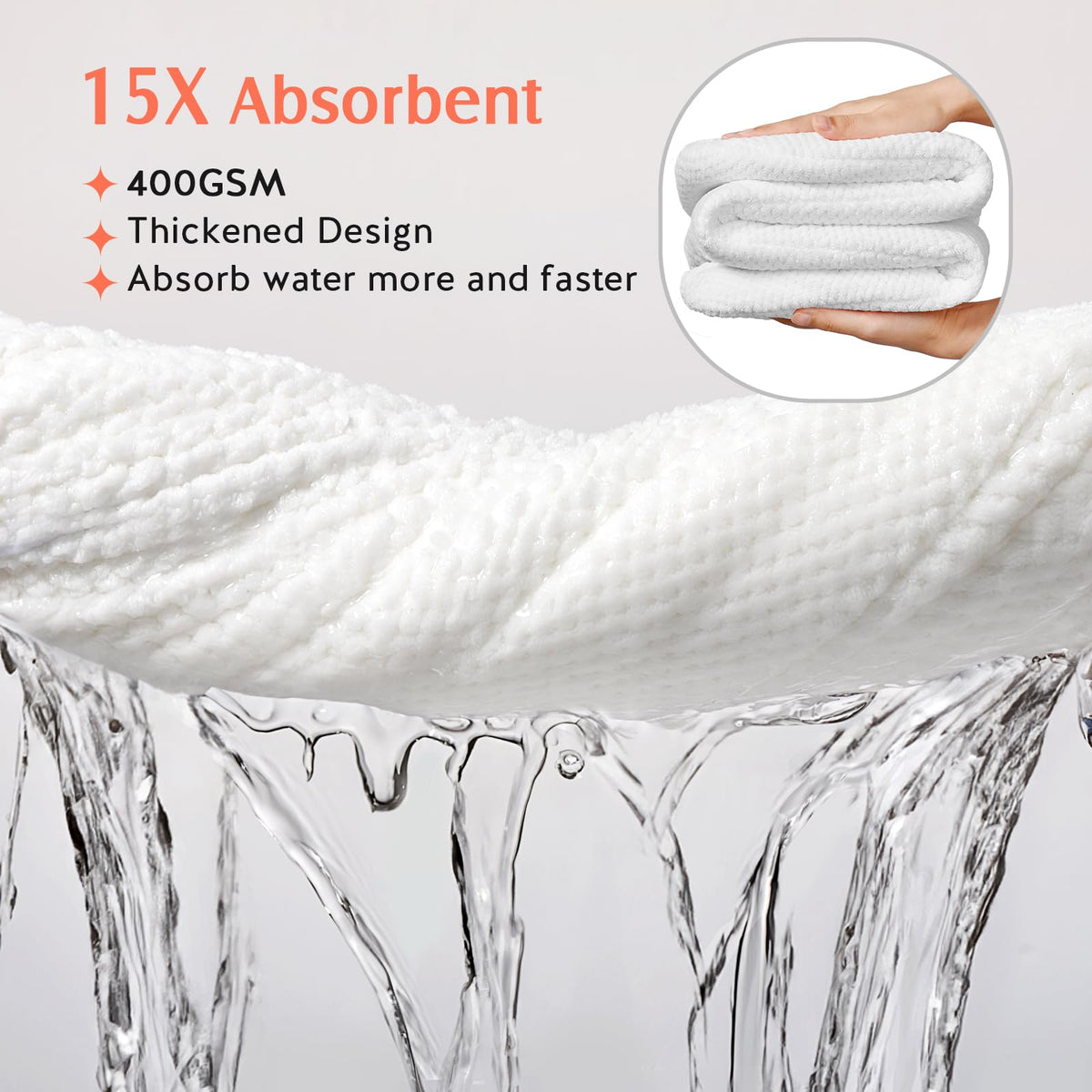 YFONG close-up of microfiber pile showing absorbent texture that soaks water fast