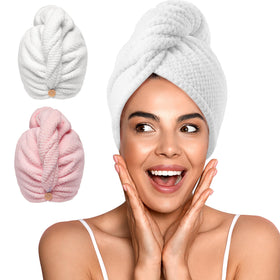 YFONG front view of 2-pack towel set showing colors and packaging benefit quick drying