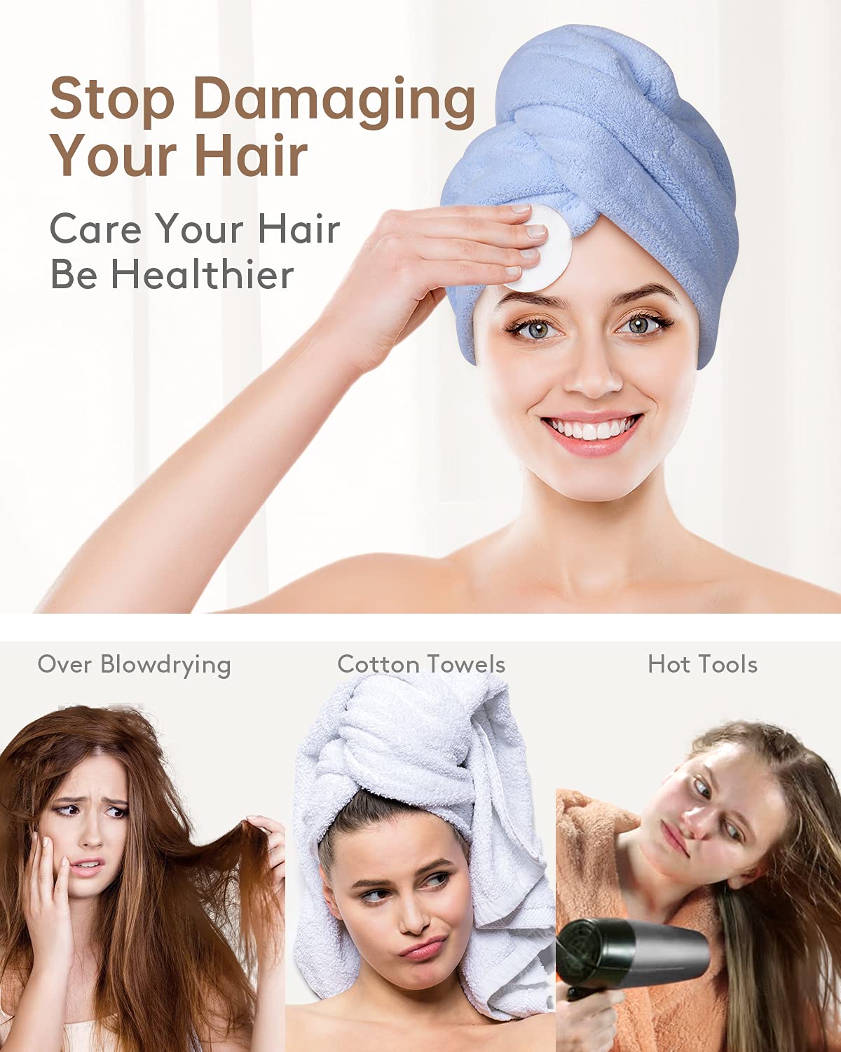 YFONG wrapped on woman reducing frizz during post-shower routine