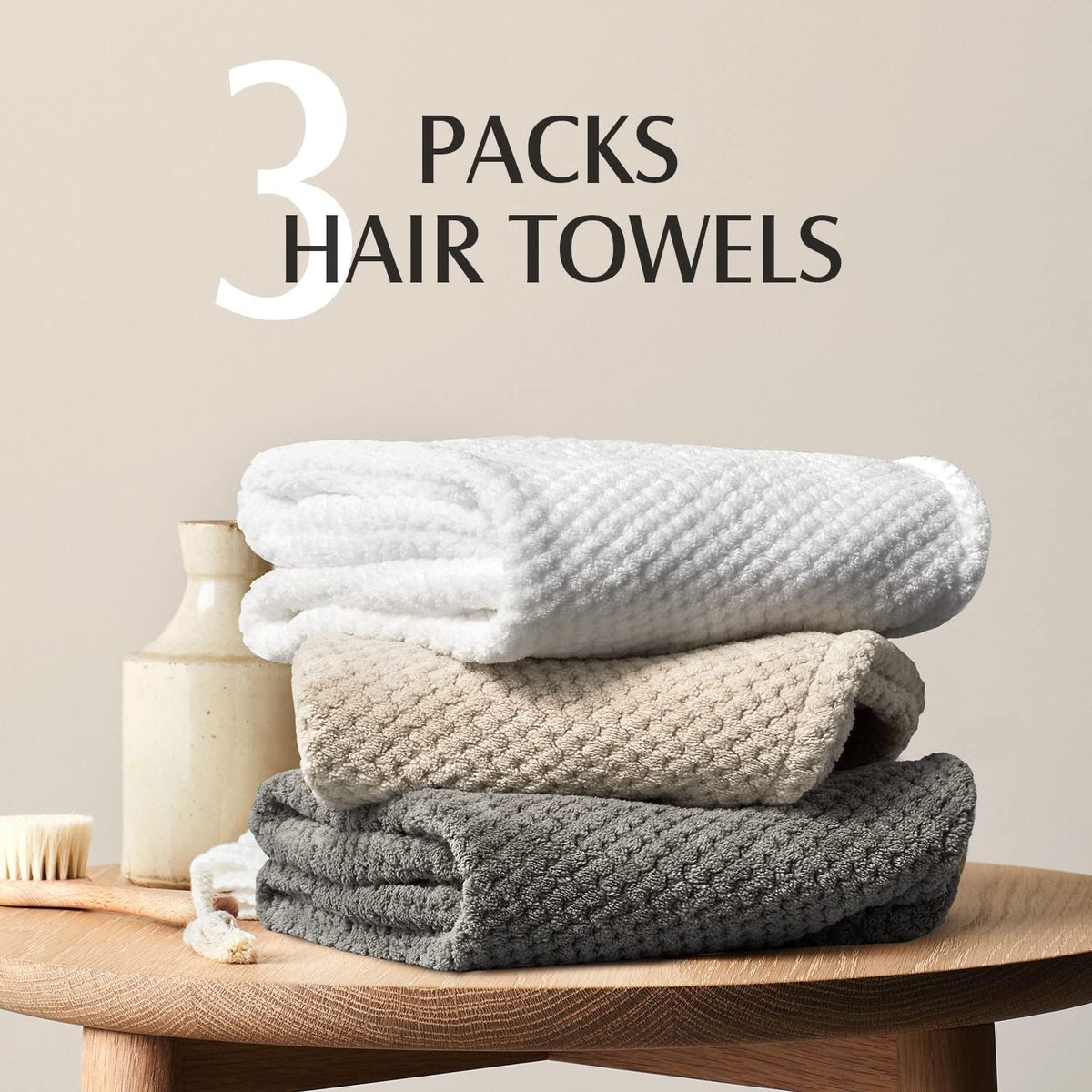 YFONG towels styled on bathroom vanity showing chic colors and everyday convenience