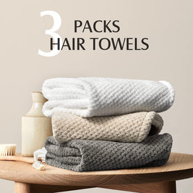YFONG towels styled on bathroom vanity showing chic colors and everyday convenience
