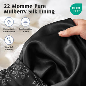 Close-up of YFONG 22 momme mulberry silk lining, gentle on strands and scalp