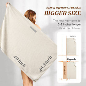 YFONG towel next to hand showing full 26.3 by 40 inch coverage benefit