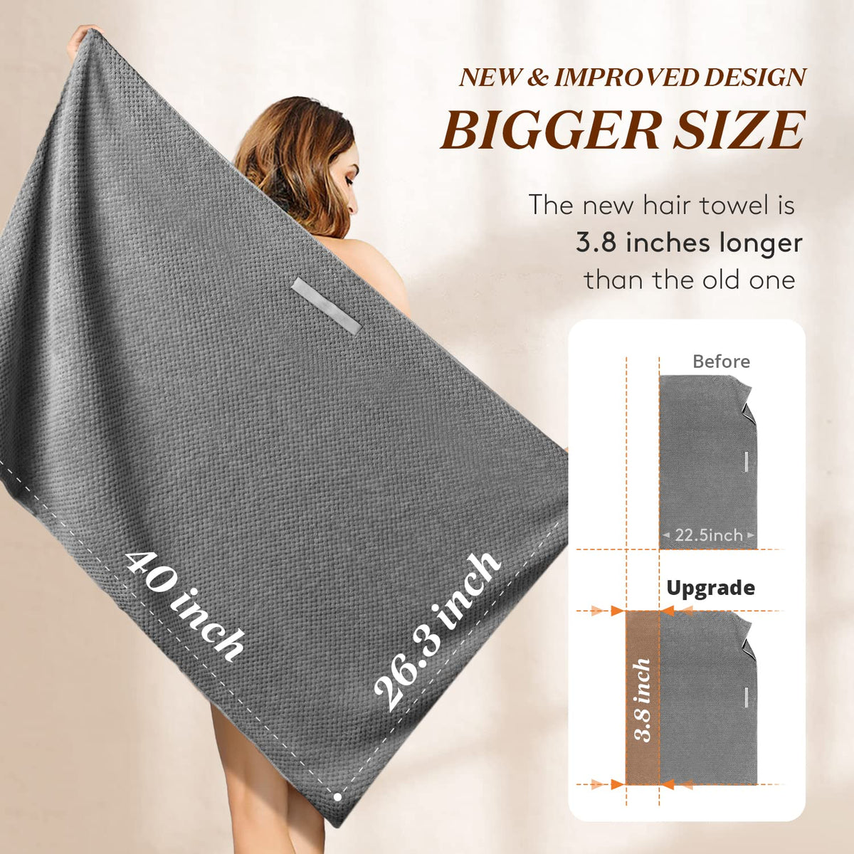 YFONG towel wrapped on model demonstrating gentle drying and curl preservation benefit