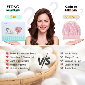 YFONG model wearing silk bonnet demonstrating overnight style protection