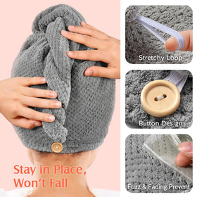 YFONG towel worn by woman with long hair showing full coverage fit