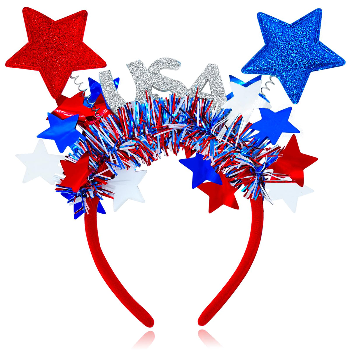 yfstyle front view of patriotic red white blue headband showing bold colors and clean finish
