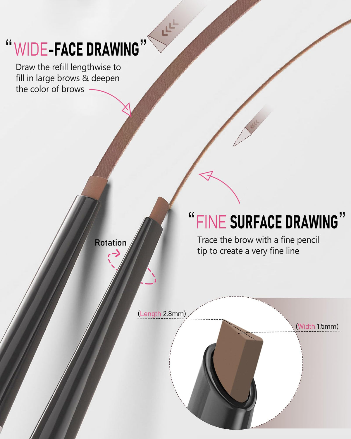 YFulfill pencil held in hand showing scale and ergonomic design for easy use