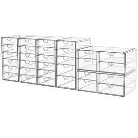 YFXCVSL front view of clear organizer showing neat drawers and easy access