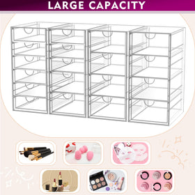 YFXCVSL drawers filled with palettes and brushes keeping cosmetics visible and protected