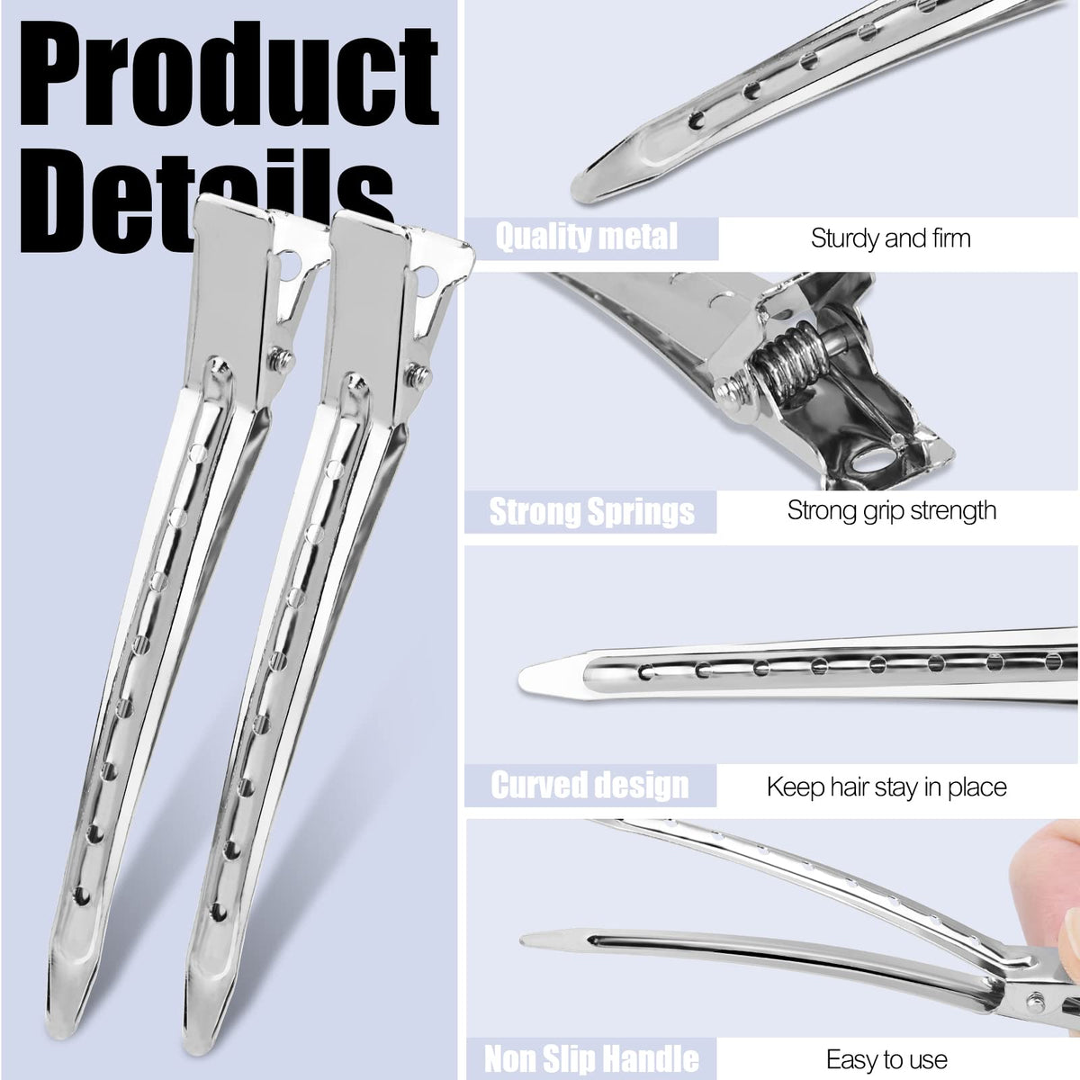 YGDZ clip open showing reliable spring and curved duck-billed profile for secure hold