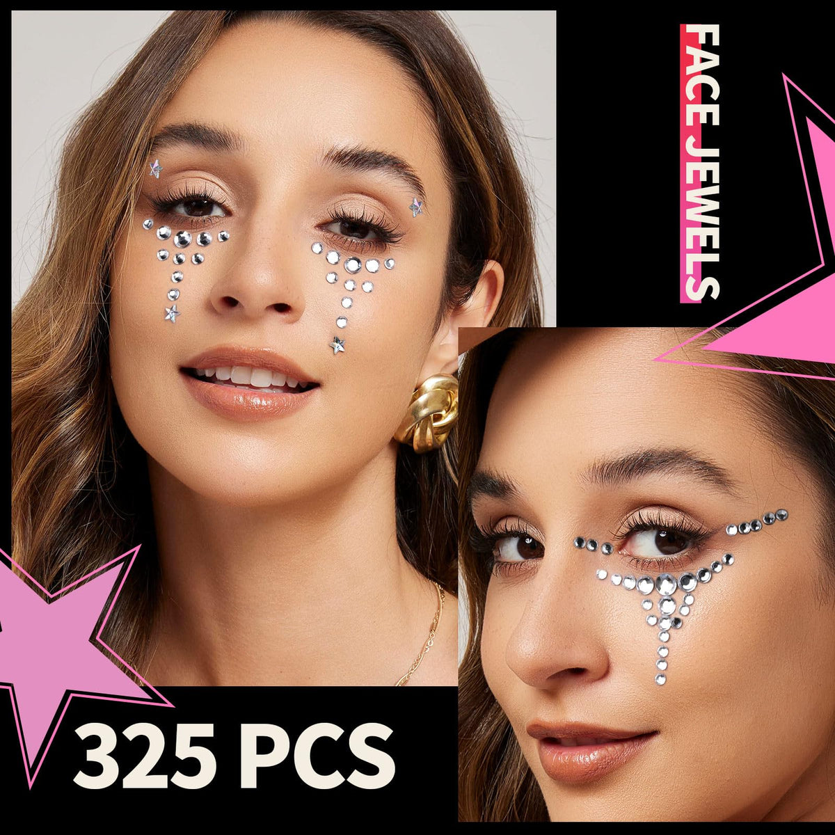 YGDZ gems applied near eye and cheek for instant festival-ready sparkle