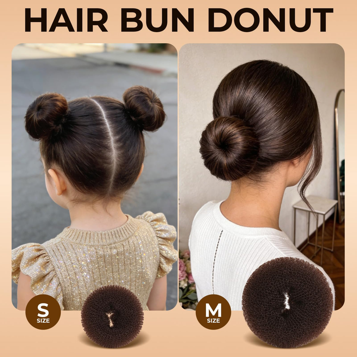 YGDZ hair nets displayed in two sizes for neat, invisible coverage