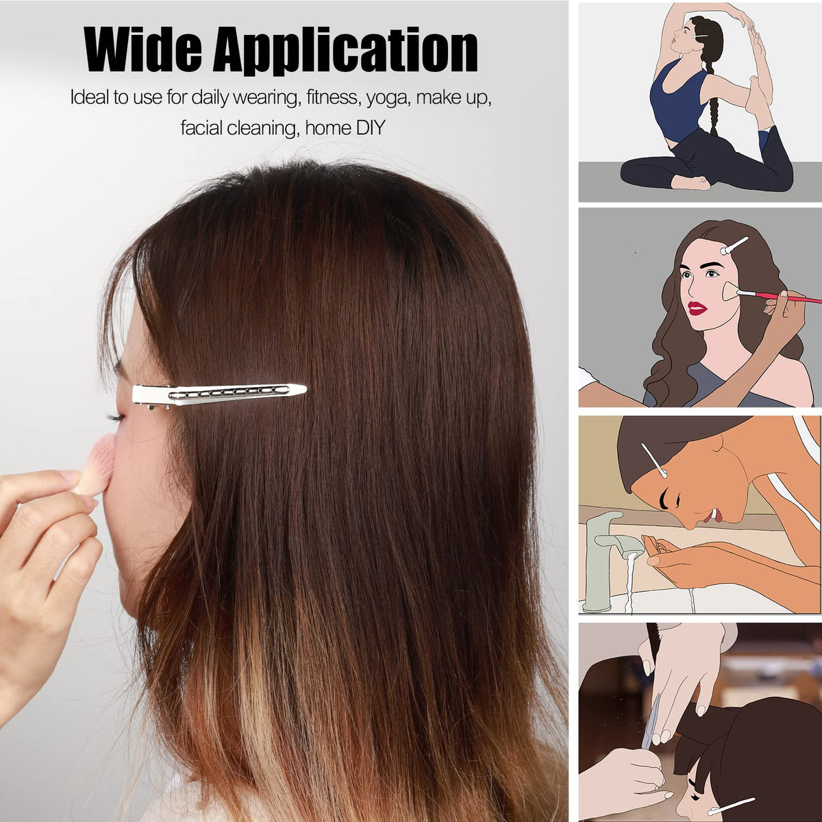 YGDZ clip used during skincare routine keeping hair back for clear facial access