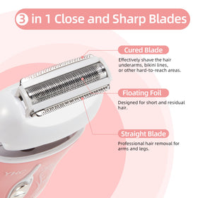 YHC razor held in hand to show compact size and travel-friendly design benefit