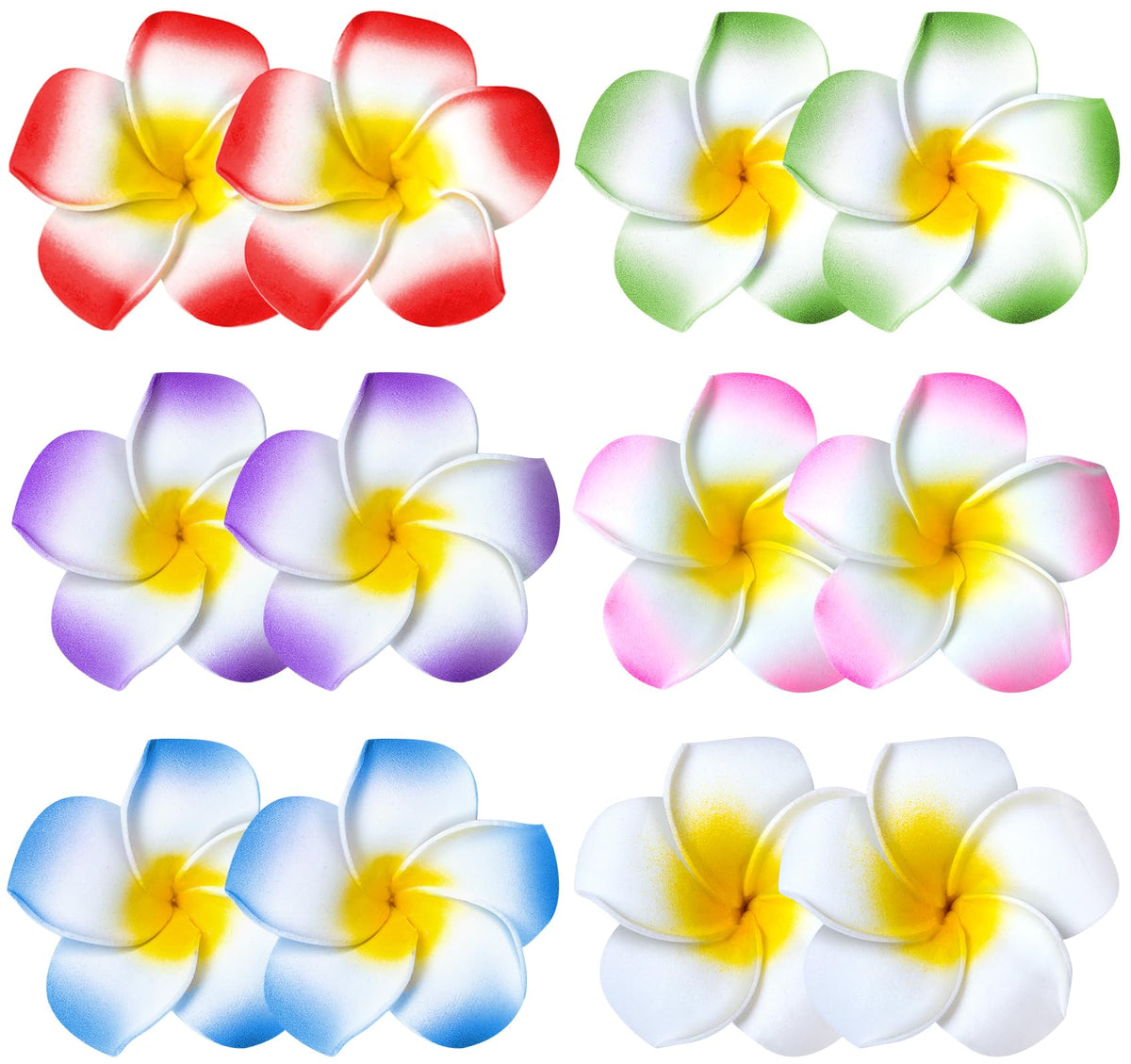 YHmall front view of 24-pack Hawaiian flower clips shows variety and convenience
