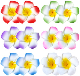 YHmall front view of 24-pack Hawaiian flower clips shows variety and convenience