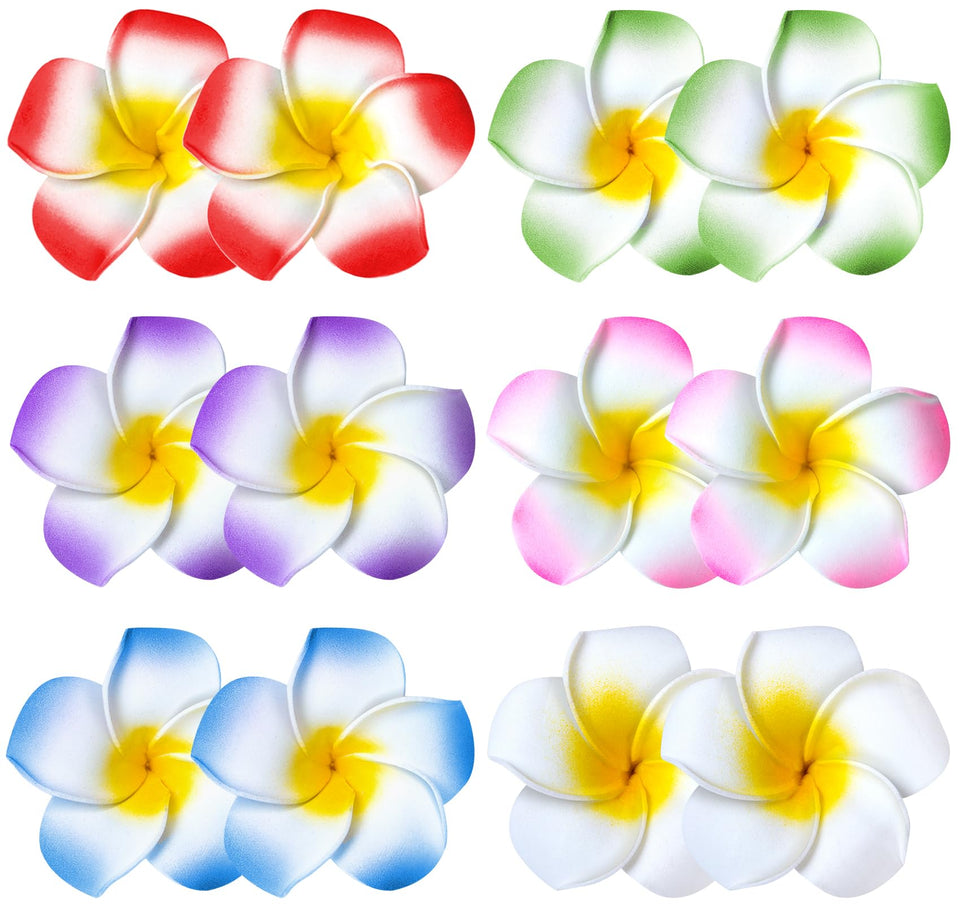 YHmall front view of 24-pack Hawaiian flower clips shows variety and convenience