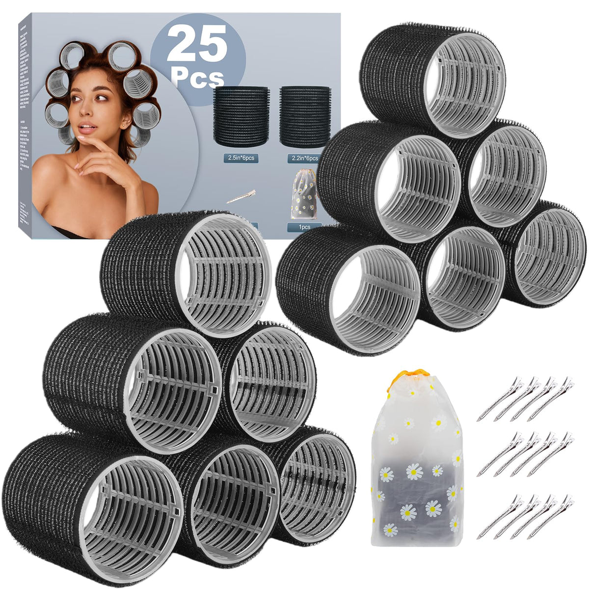 YHOVID front packaging view showing full roller set and bag for easy storage