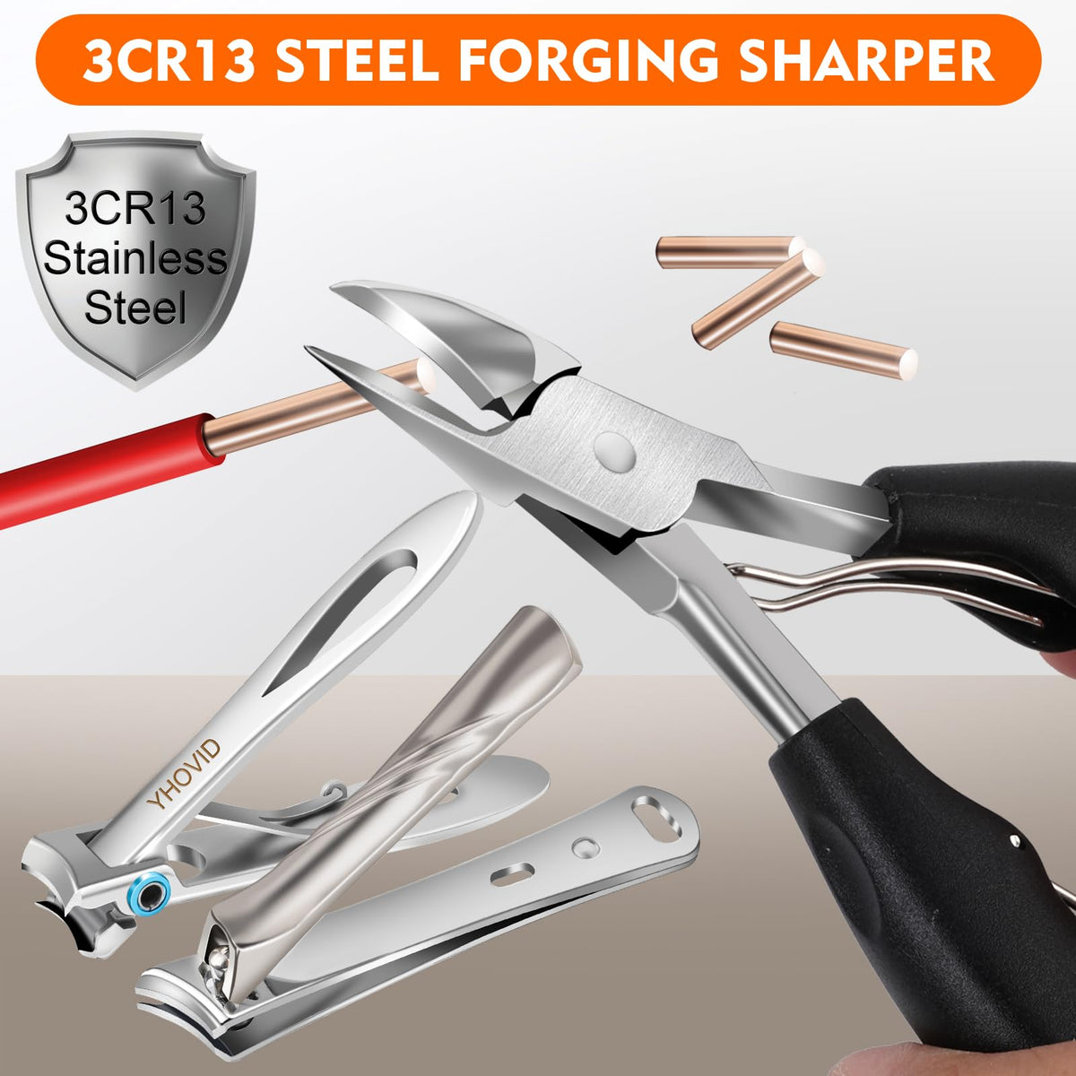 YHOVID clippers held in hand for size comparison and easier cutting
