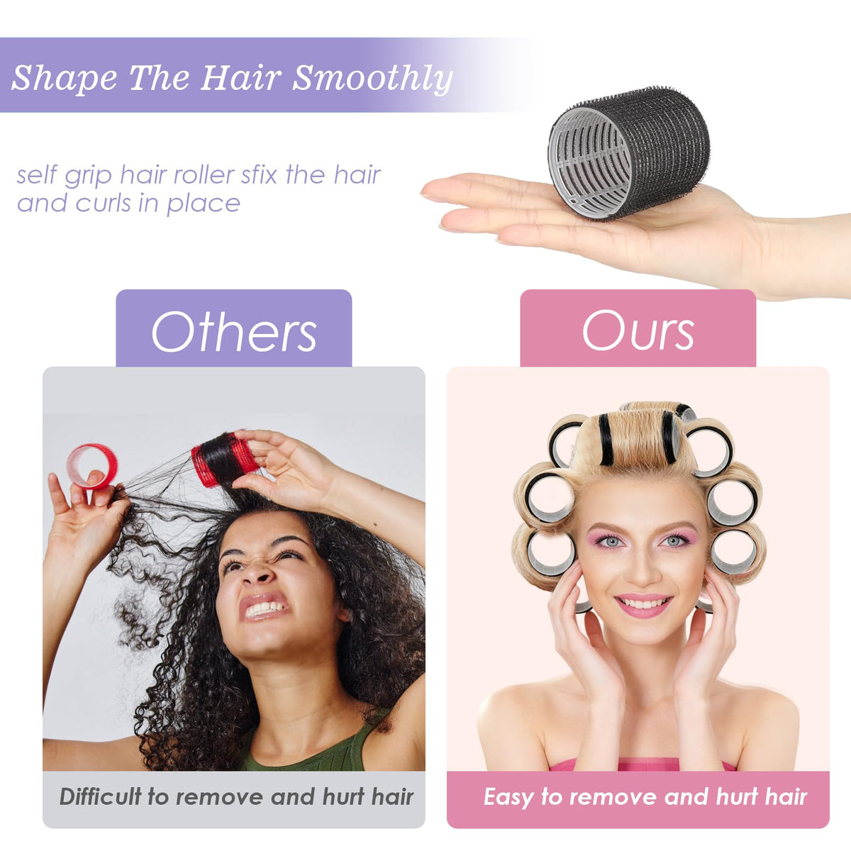 YHOVID roller being used on long hair to create volume without heat