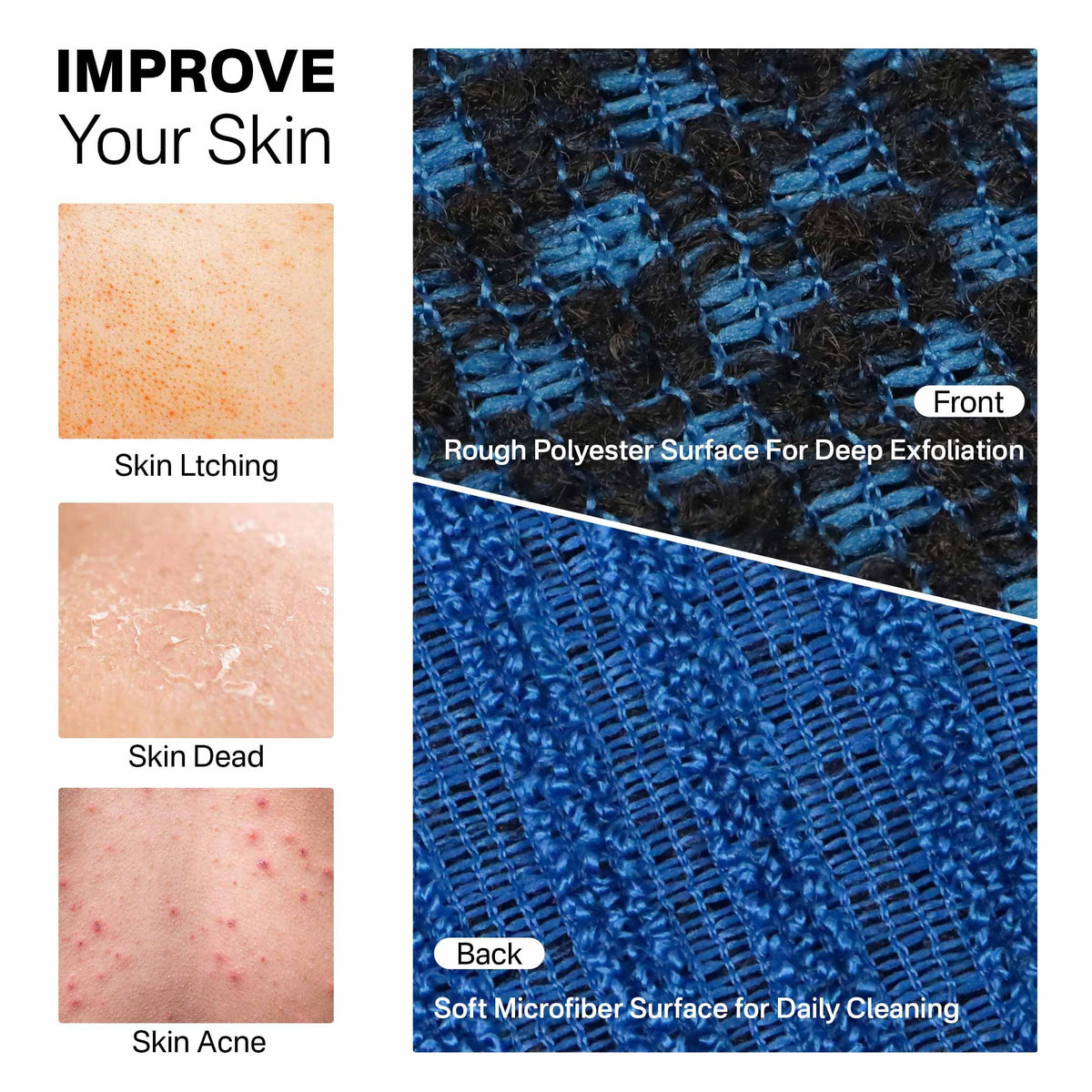 Yiclick being used on back in shower for thorough cleaning benefit