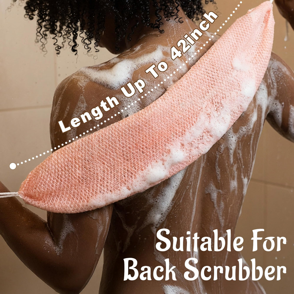 Yiclick stretched sponge in use across back demonstrating reach and convenience