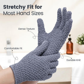 Yiclick four mitts laid out to show family set for shared bathroom use