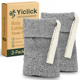 Yiclick front view of two soap bag pack showing contents and branding for easy identification